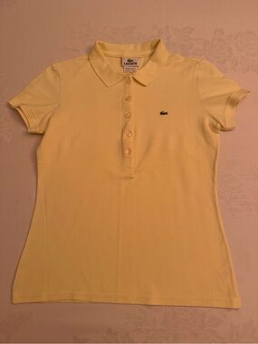 Lacoste Women's Yellow Short Sleeve Pique Polo